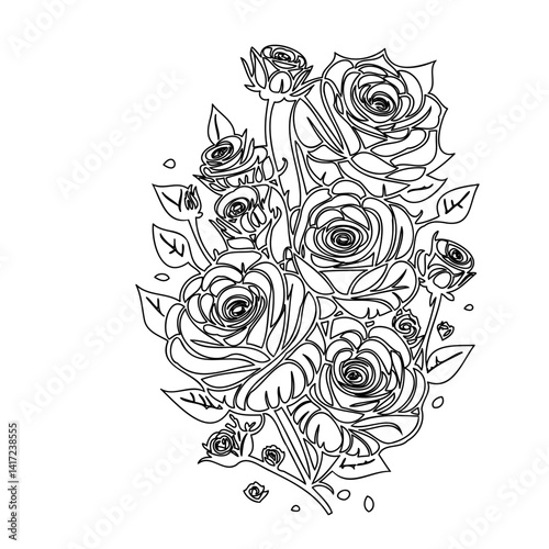 Elegant Roses Outlines Against Blank Canvas Art