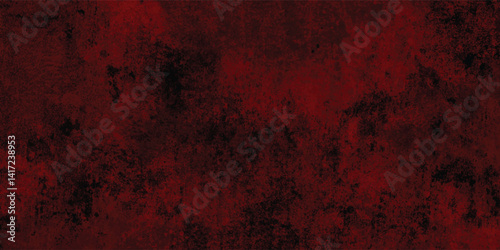 Gritty and Distressed Red Wall with Black Ink Elements

