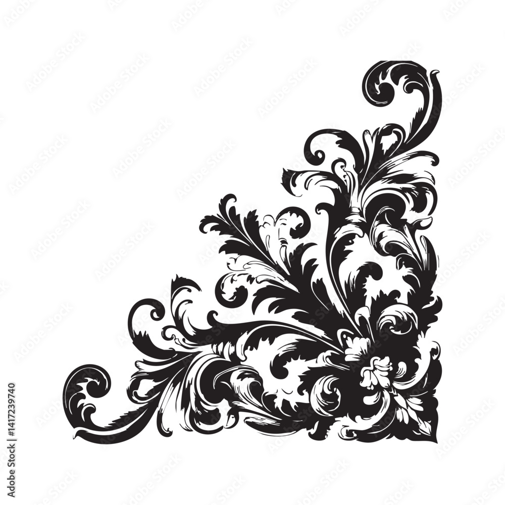 Fototapeta premium Baroque Elegance A Floral Corner Frame