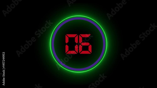 Countdown from 10 to 0 seconds icon animation a digital countdown timer from 10-0 seconds displays a timer counting down seconds.