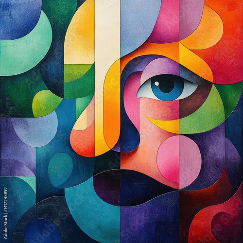 Creative abstract representation of the autistic mind using vibrant colors and shapes 