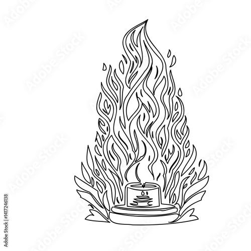 Minimalist Candle Flames Isolated on White Paper