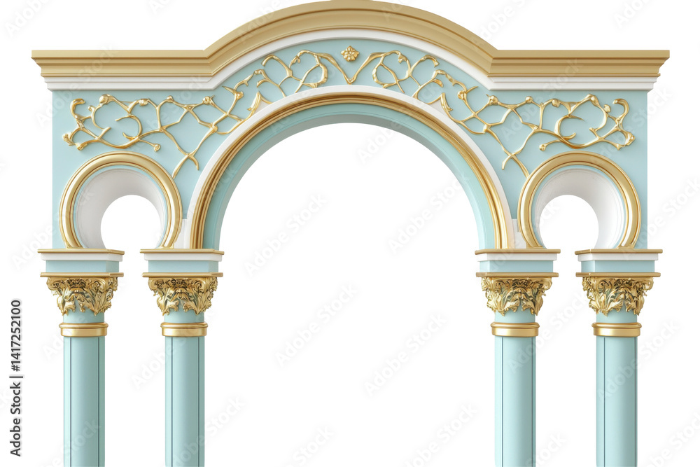 Fototapeta premium Ornamented archway isolated on PNG transparent background, cut out