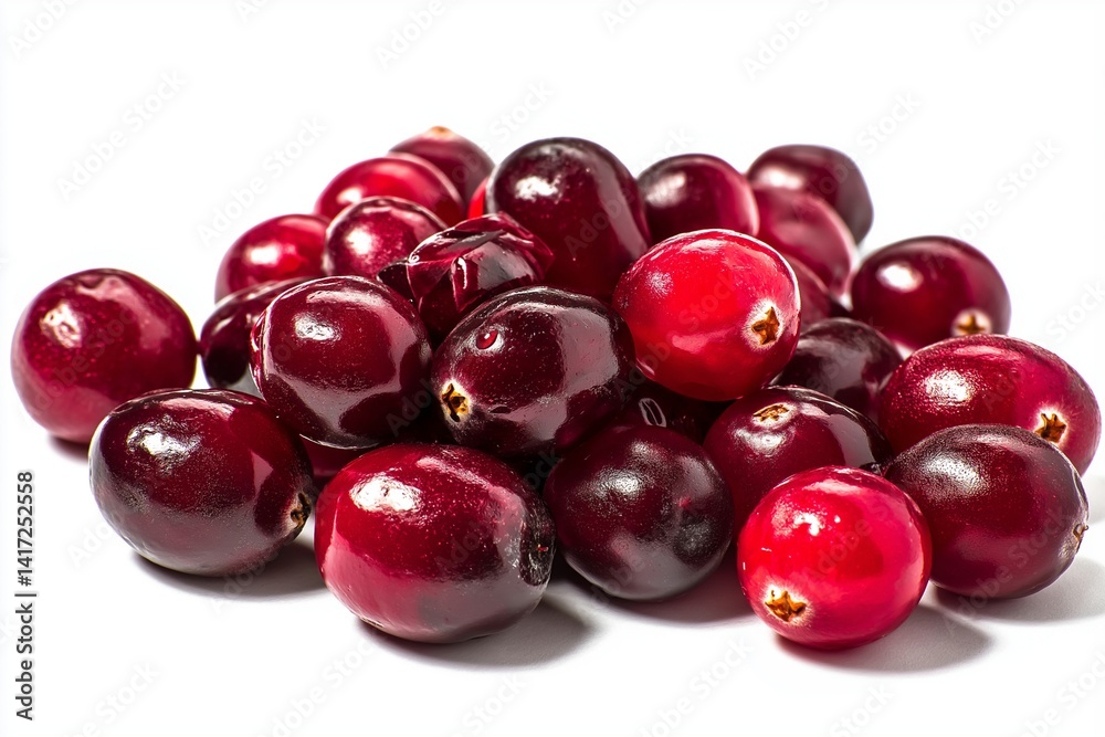 pile of ripe juicy cranberries isolated on white background pile of ripe juicy cranberries isolated on white background
