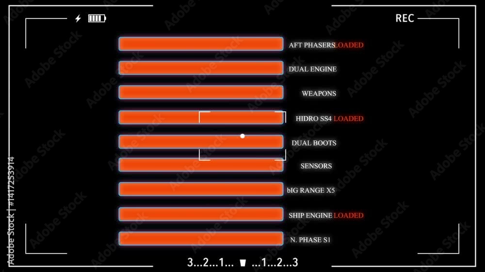 Futuristic HUD Interface with Animated Loading Bars and System Diagnostics