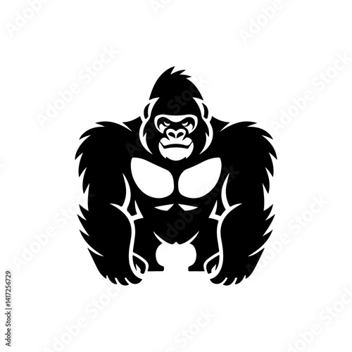 Strength of the Jungle: An eye-catching graphic design showcasing a powerful gorilla, emphasizing strength, dominance, and a primal spirit.