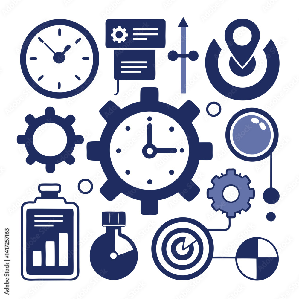 Productivity and Time Management Icons for Business Success Productivity and Time Management Icons for Business Success