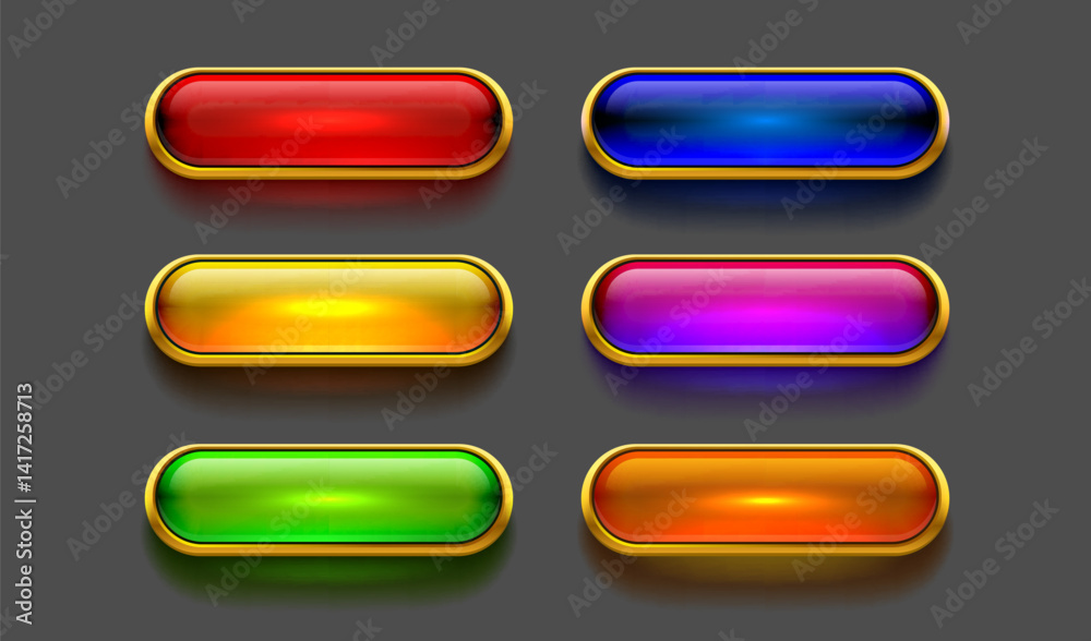 Collection of colored buttons, frame label, event web bar, buttons with color. Vector illustration Collection of colored buttons, frame label, event web bar, buttons with color. Vector illustration