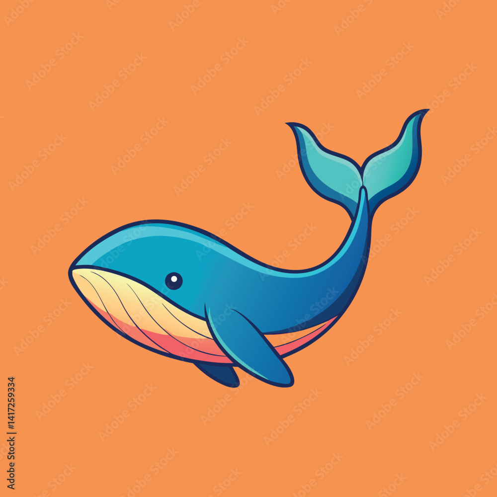 Naklejka premium A beautiful vibrant and-romantic-whale-illustration 
