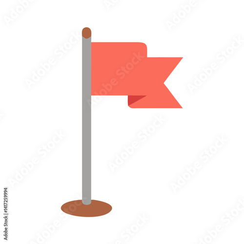Simple Red Flag on Pole Graphic Illustration Isolated