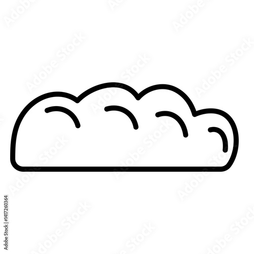 This is a simple line drawing of a cloud. The cloud has a somewhat elongated shape with several rounded, puffy sections along its top edge, characteristic of cumulus clouds.