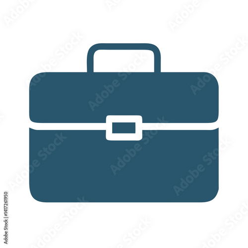 Blue business briefcase, case icon illustration, black background