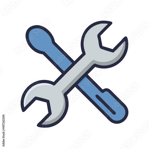 Crossed wrench and spanner icon for repair services