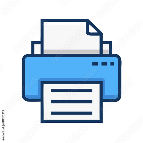 Blue printer vector icon on black background illustration