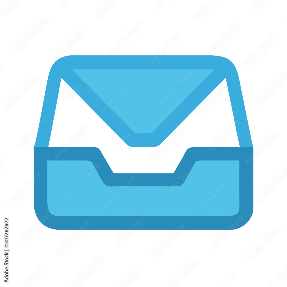 Blue inbox icon isolated on a black background Blue inbox icon isolated on a black background