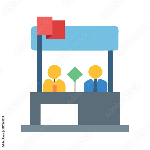 Information Kiosk or Booth with People, Isolated Icon