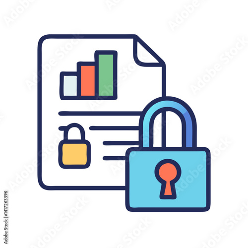 Data security with chart and lock icon illustration