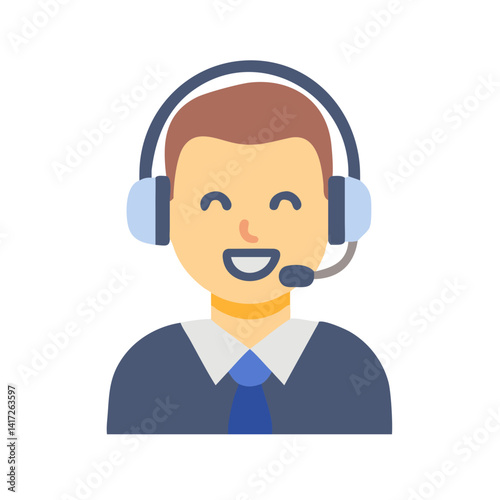 Happy Customer Service Representative with Headset Icon