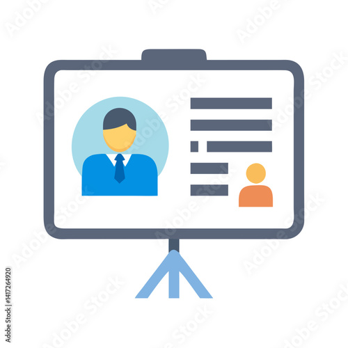 Team member onboarding profile presentation board icon isolated