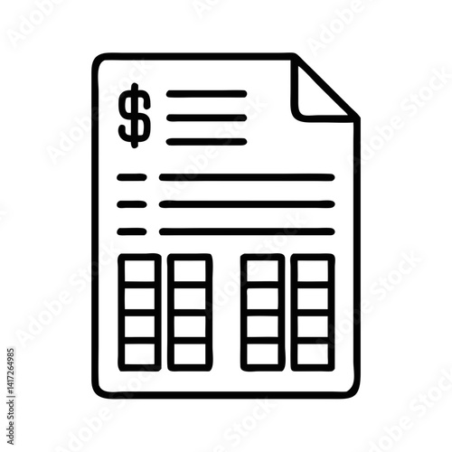 Outline icon of invoice with Dollar sign