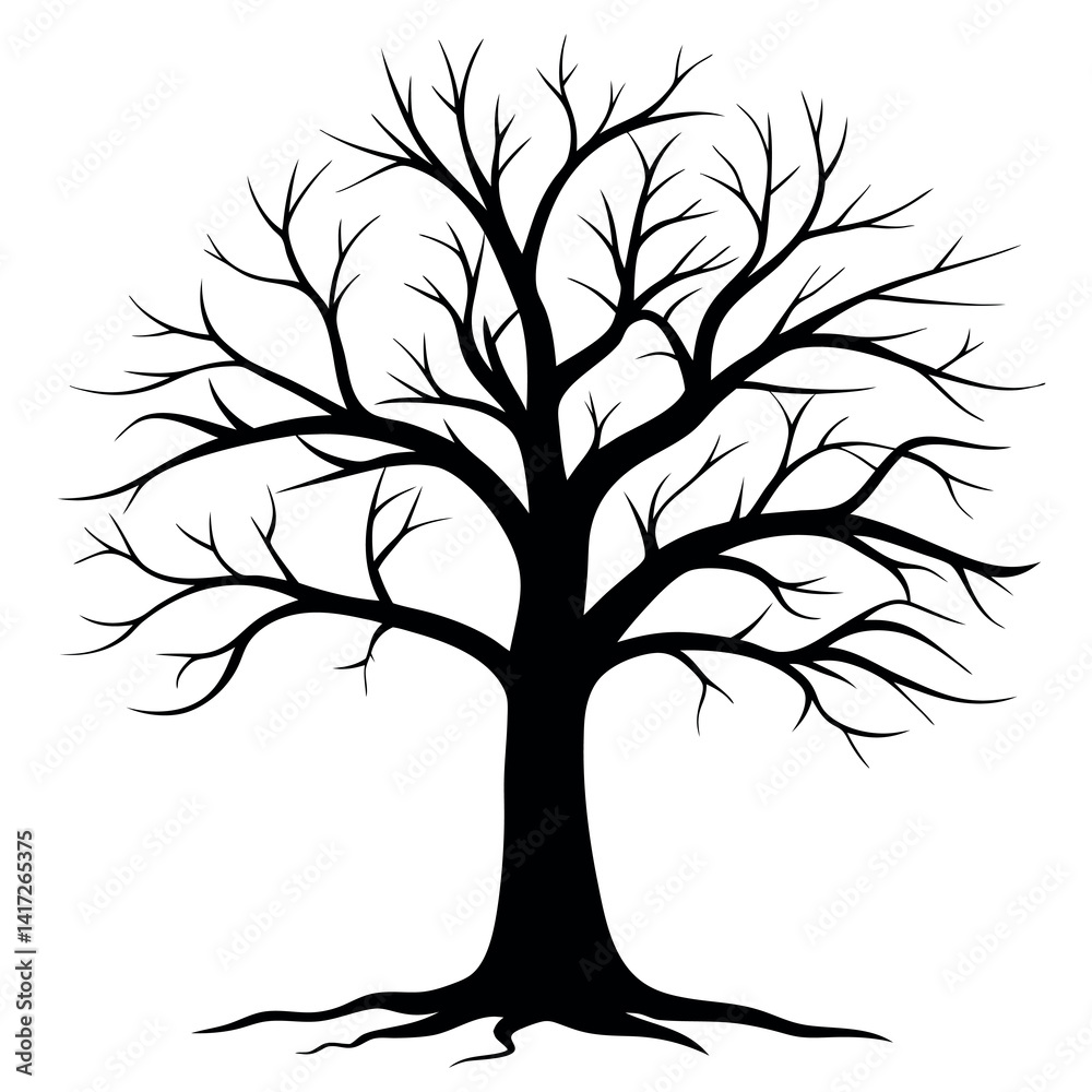 Obraz premium Black-silhouette of tree without-leaf different 