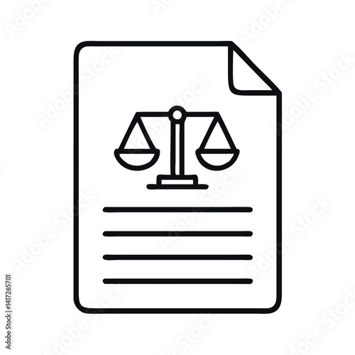 Legal Document with Scales of Justice Icon Illustration