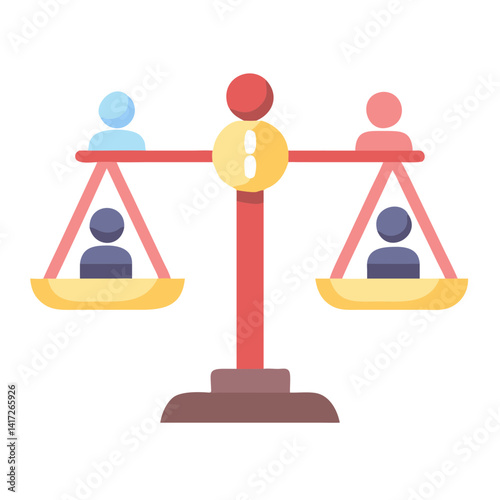 Equality balance scale with two people weighing