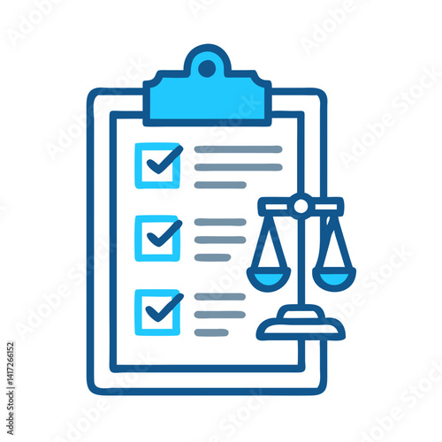 Law Compliance Checklist with Scales of Justice Icon