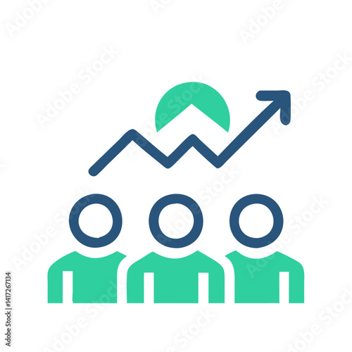 Team Performance Improvement Illustration with Ascent Arrow, Business Growth