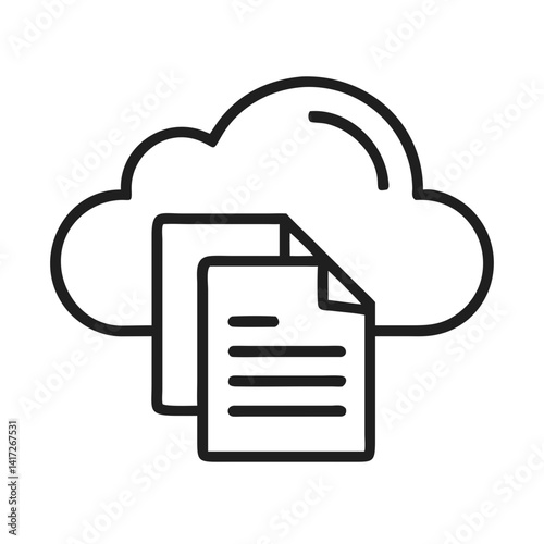 Cloud Storage Icon: Documents, Files, Backup, Computing, Line