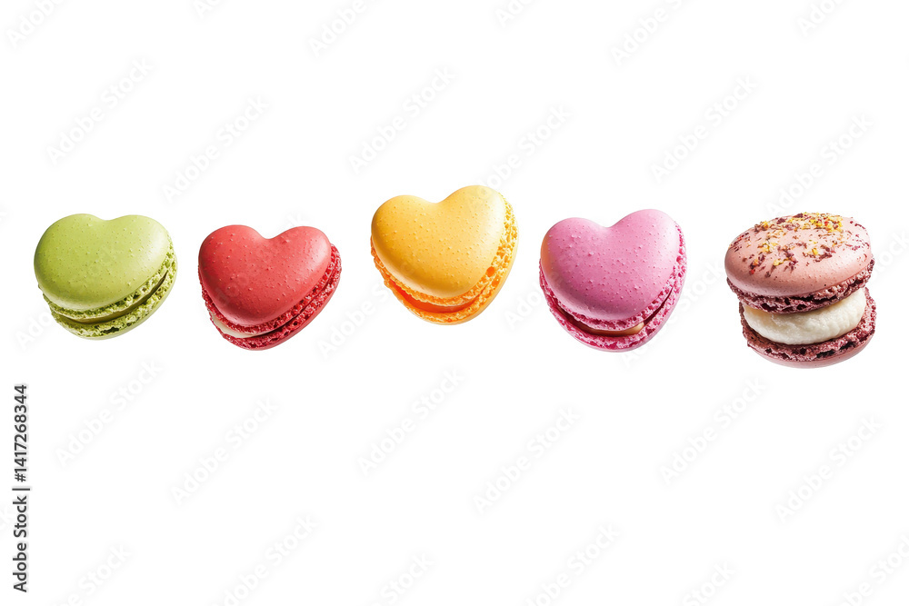 Obraz premium Delight in a floating cake of colorful heart macaroons perfect for love filled special occasions