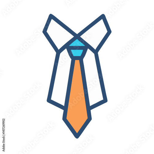 Shirt and tie flat icon, business attire concept