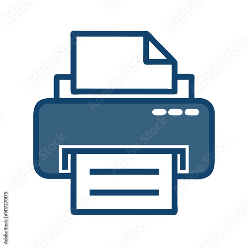 Blue printer icon illustration on a black background