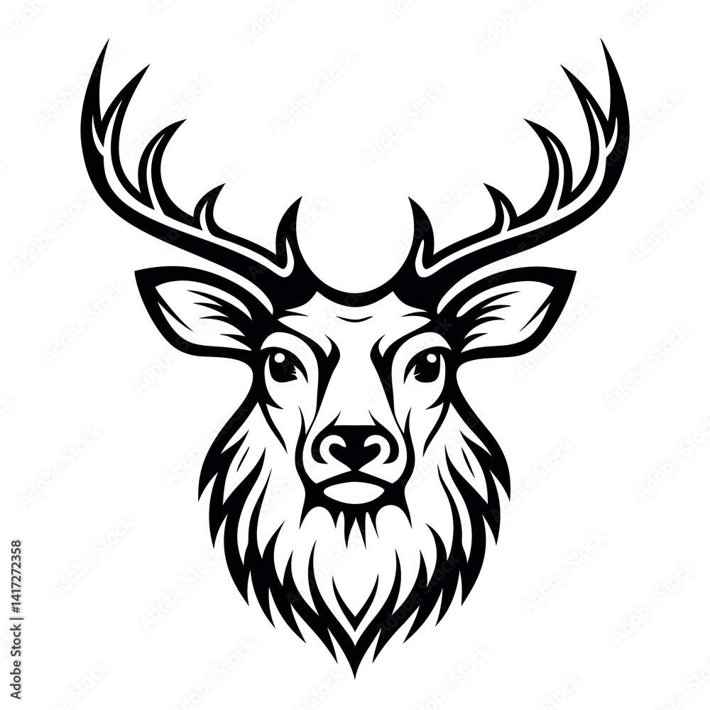 Fototapeta premium A deer-head-vector-illustration. 