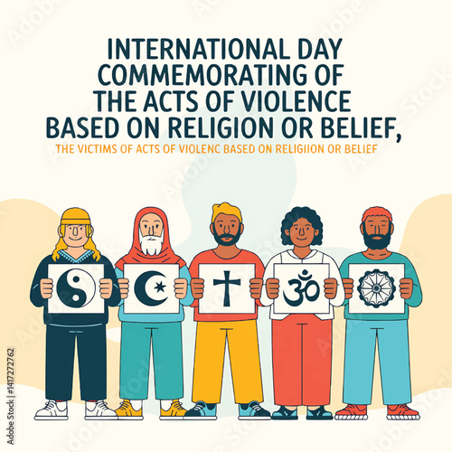 International day commemorating acts of violence based on religion or belief vector art