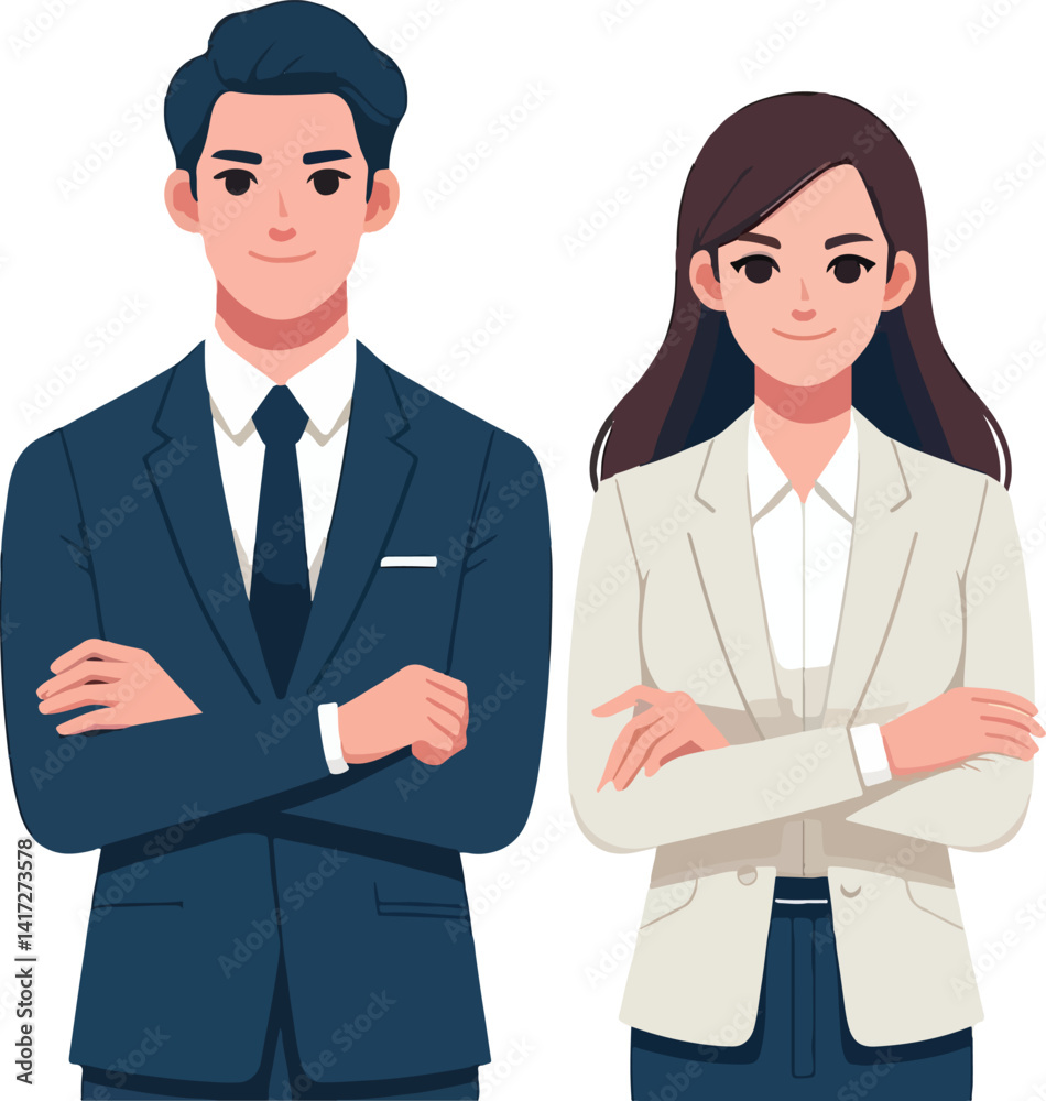 vector of entrepreneurs standing folded arms vector of entrepreneurs standing folded arms