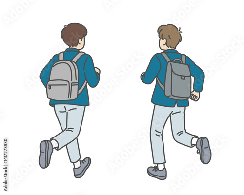 通学中の高校生男子の後ろ姿