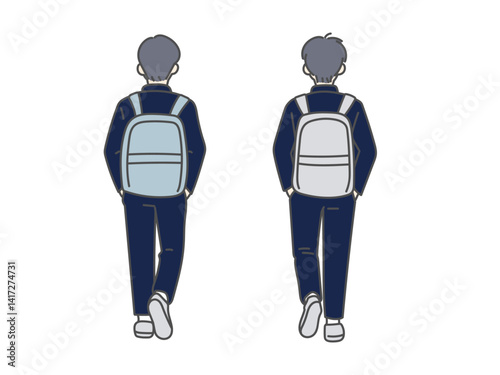 通学する男子高校生の後ろ姿