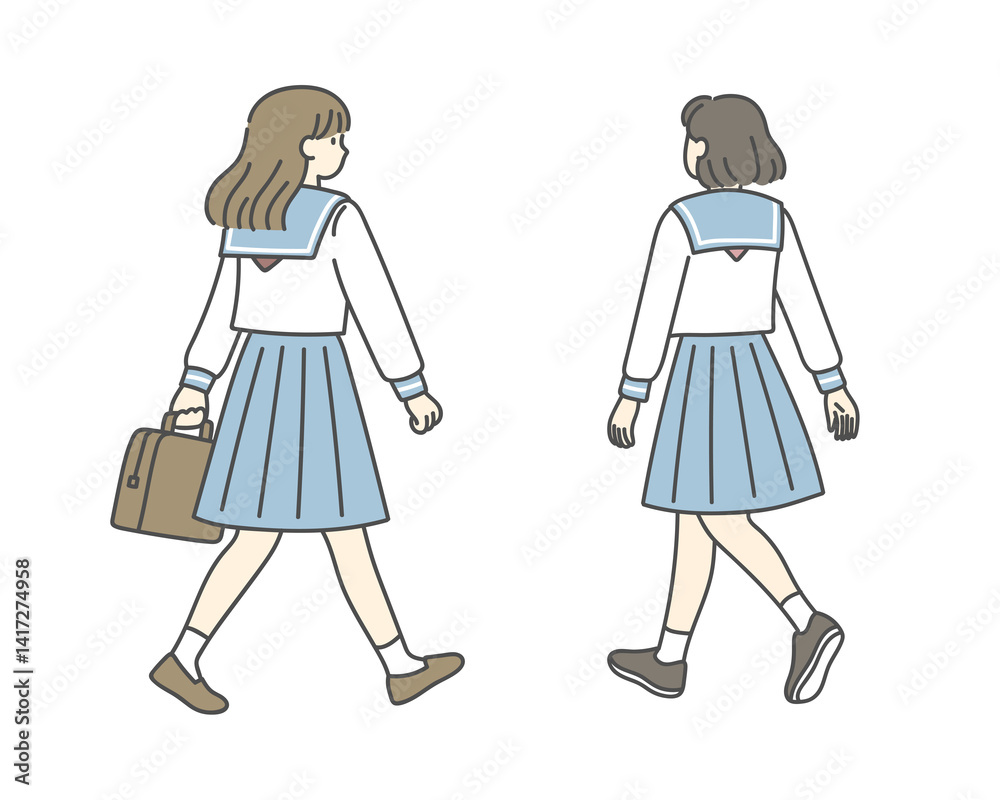 歩くセーラー服の女子高生 歩くセーラー服の女子高生