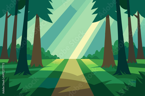 landscape with trees and forest