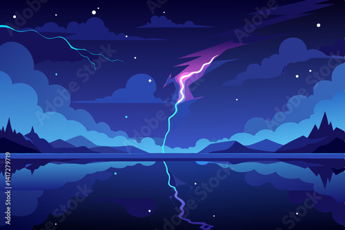 night landscape with moon