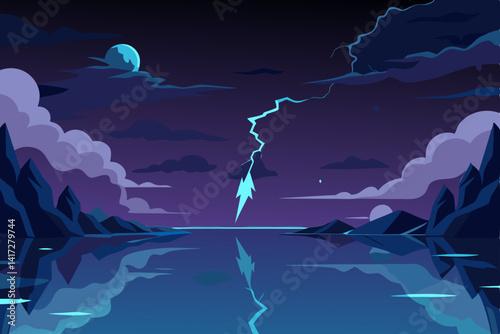 lightning over the ocean