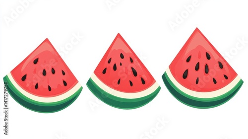 Wallpaper Mural red watermelon slices isolated on white background illustration Torontodigital.ca