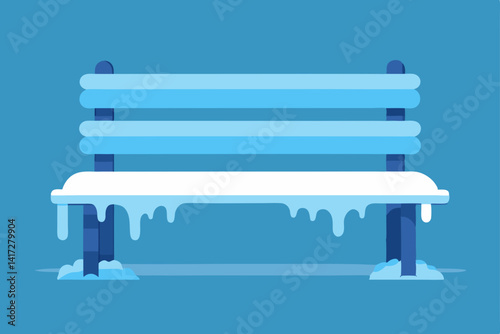 blue bench on a white
