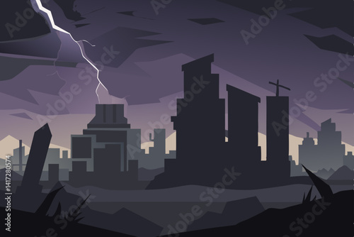 lightning over the city