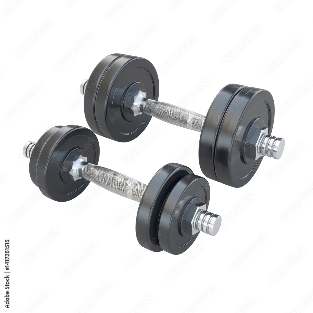 pair of black dumbbells with metallic handle, designed for strength training and fitness workouts, showcasing sleek and modern design. Perfect for home gyms or fitness studios pair of black dumbbells with metallic handle, designed for strength training and fitness workouts, showcasing sleek and modern design. Perfect for home gyms or fitness studios