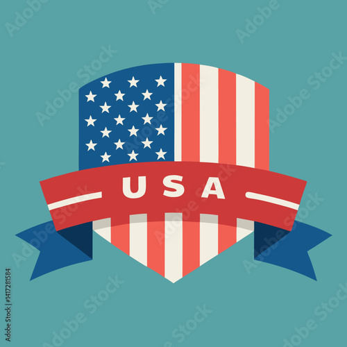 Flag USA memorial-day banner-in-flat-style vector. 