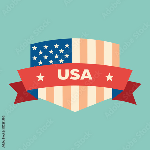 Flag USA memorial-day banner-in-flat-style vector. 