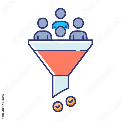 Sales funnel illustration with leads turning into conversions