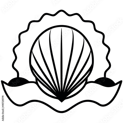 Flat-brown-seashell-marine-illustration. 